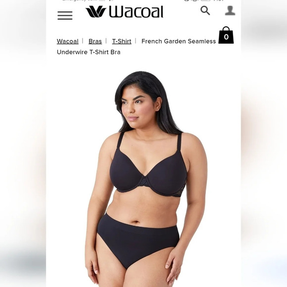 Wacoal French Garden Seamless T-shirt Bra with Lace in Black Plus Size 38C - Picture 16 of 16